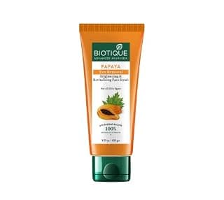 Biotique Papaya Tan Removal Brightening & Revitalizing Face Scrub | Gentle Exfoliation | Smooth and Clear Complexation | 100% Botanical Extracts| Suitable for All Skin Types | 100g