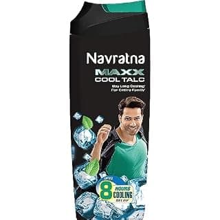 Navratna Maxx Cool Talc | Talcum Powder | Body Odour Protection & Strong Cooling Effect | Long Lasting Freshness & Fragrance, 400gm