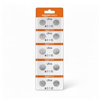 Amazon Basics Long-Lasting LR44 Alkaline Coin Cell Batteries | 1.5V Voltage | Lightweight & Portable (Pack of 10) 1 Year Warranty