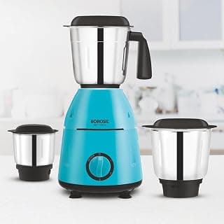 Borosil Best Mixer Grinder, 500 Watts, 3 Jars (1L Blending Jar, 800ml Dry/Wet Grinding Jar, 400 ml Chutney Jar), Kitchen Mixie, 2 Years Warranty on Motor