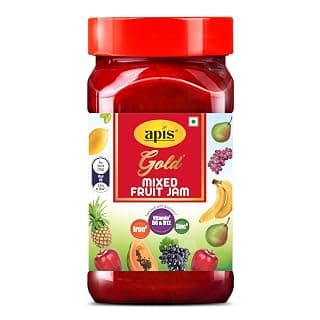 ApisGold Mixed Fruit Jam 1kg Jar | Made with Real Fruit Ingredients | Enriched with Iron, Zinc and Vitamin B6, B12 | Delicious Breakfast Spread for Bread, Toast & Sandwiches | Vegetarian