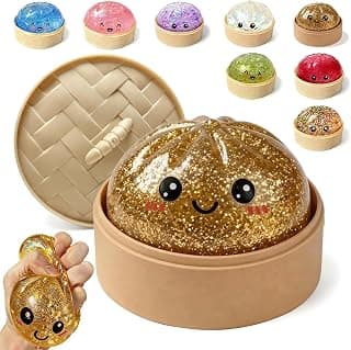 Multicolor Squishy Ball Stress Toy | Slow-Rising Squishy Fidget Toy with Glitter Mystery Box | Colorful Dumpling Design Sensory Stress Reliever for Kids & Adults