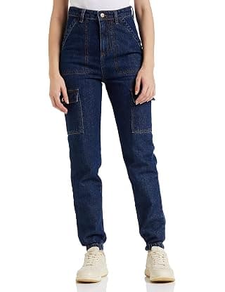 AKA CHIC Women Tapered Fit High Rise Cotton Non Stretchable Jeans