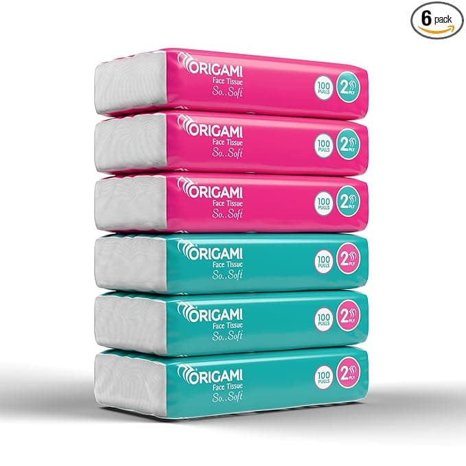 Origami Online Facial Tissues | Soft Pack | Pack of 6 | 100 Pulls Each