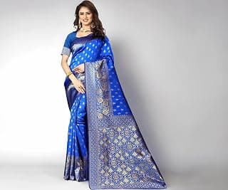 SIRIL Women's Banarasi Soft Silk Saree Pure Silk with Unstitched Blouse Piece