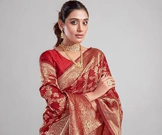 SIRIL Women's Banarasi Silk Saree | Kanjivaram Silk Saree With Unstitched Blouse Piece